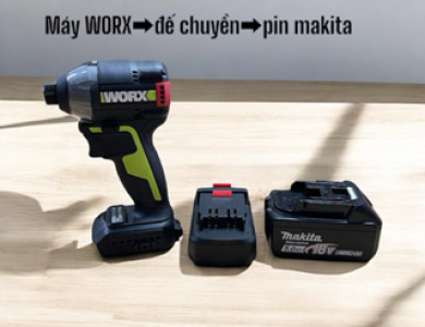 Đế chuyển chân pin cho máy WORX sang dùng pin makita chân pin phổ thông.  
