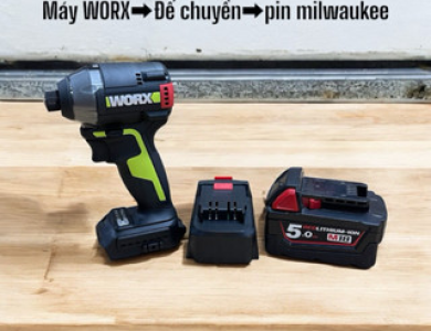 Đế chuyển chân pin cho máy WORX sang dùng pin milwaukee
