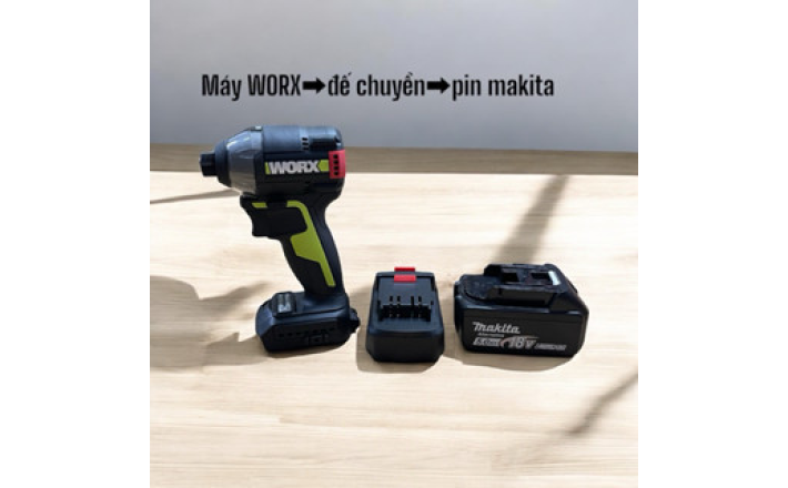 Đế chuyển chân pin cho máy WORX sang dùng pin makita chân pin phổ thông.  